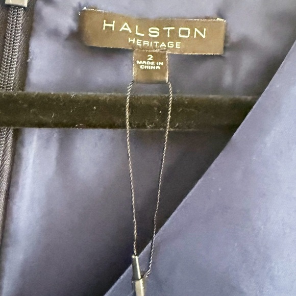 Halston Heritage High Low Sateen Cocktail Dress Mini Structured Cap Sleeve - Picture 12 of 14